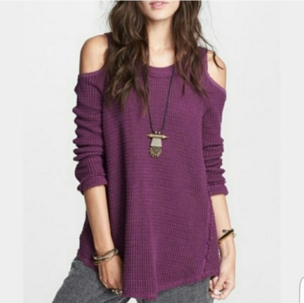 Free People Sunrise Cold Shoulder Sweater Small